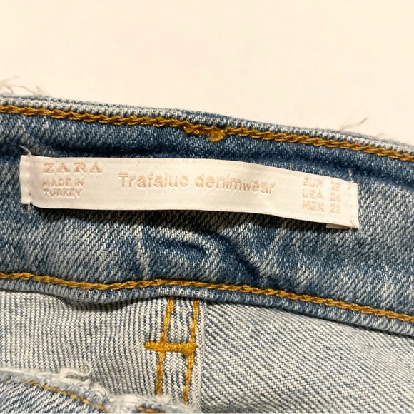 Zara Trafaluc Distressed Blue Jeans Womens Size 4 - Picture 9 of 16